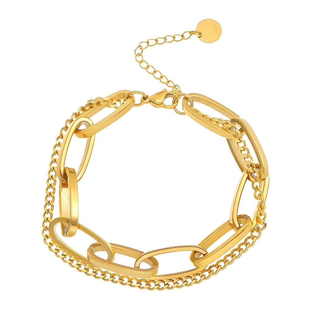 Brand New 18K Gold Interlocked Link In Bracelet